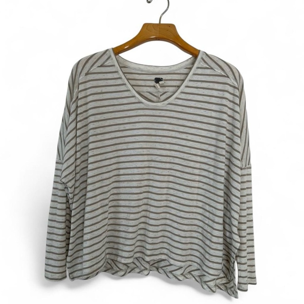 We The Free Gray Striped Long Sleeve Top